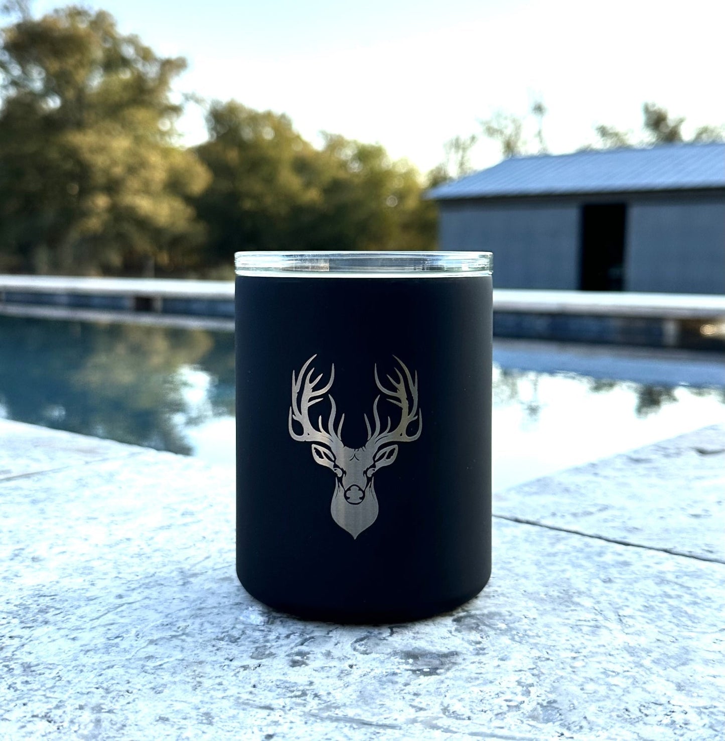 Limited Edition Deer Hunter Glass Lined Whiskey Glass in Black - themonogram manor 