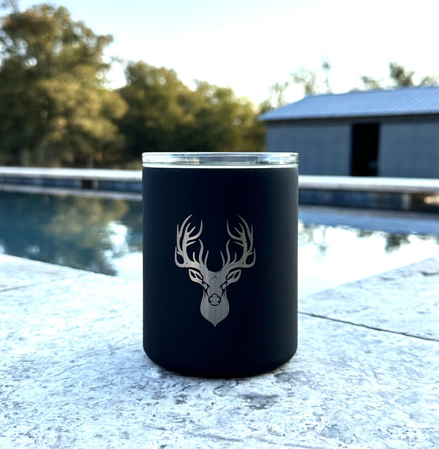 Limited Edition Deer Hunter Glass Lined Whiskey Glass in Black - themonogram manor 