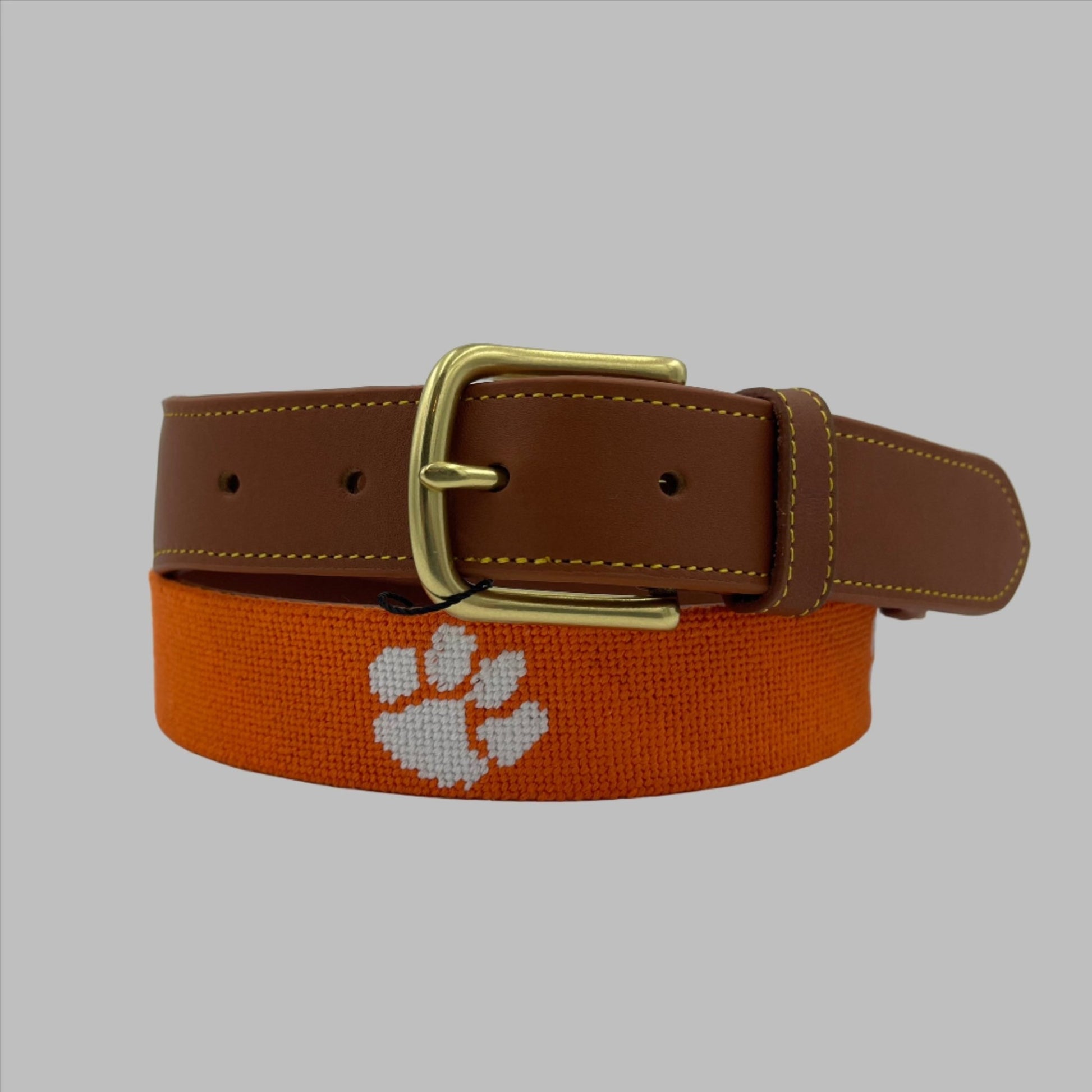 Clemson University Tigers - Officially Licensed - Hand - stitched Needlepoint Belt - themonogram manor 