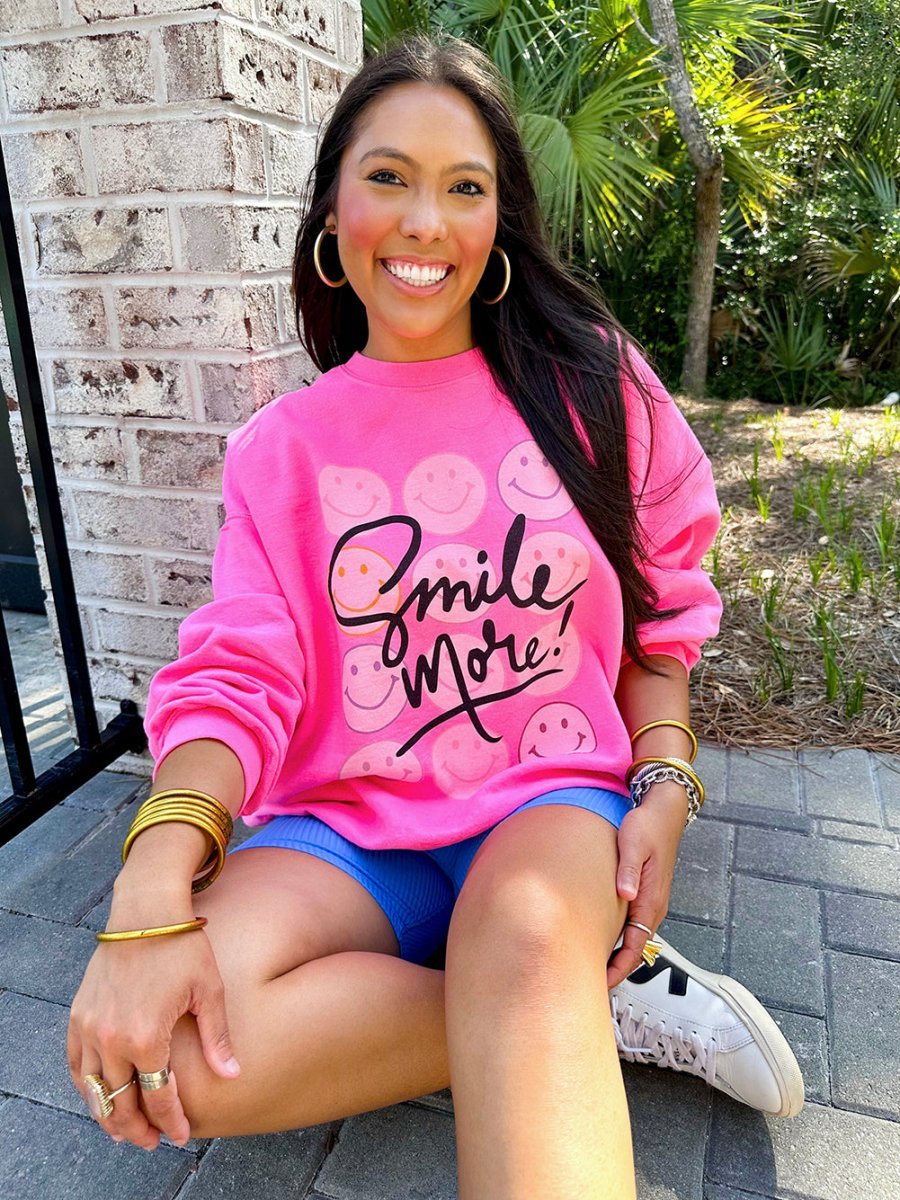'Smile More' Crewneck Sweatshirt - themonogram manor 