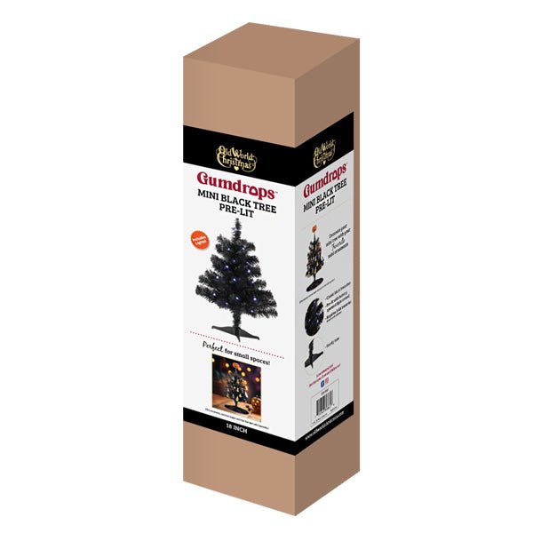 18" Mini Black Tree Pre - lit - themonogram manor 