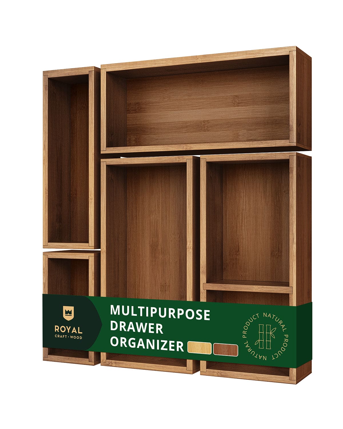 Storage Box Set of 5, Brown - themonogram manor 