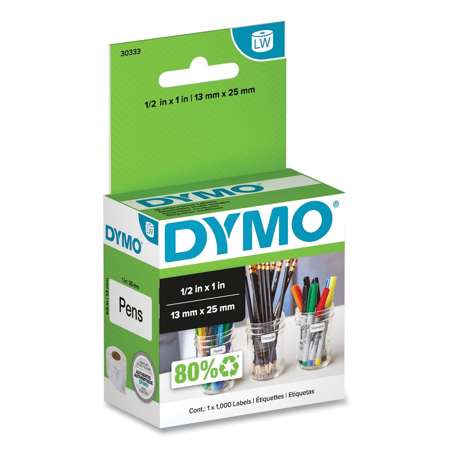 DYMO LabelWriter Multipurpose Labels, 0.5" x 1", White, 1000 Labels/Roll - themonogram manor 