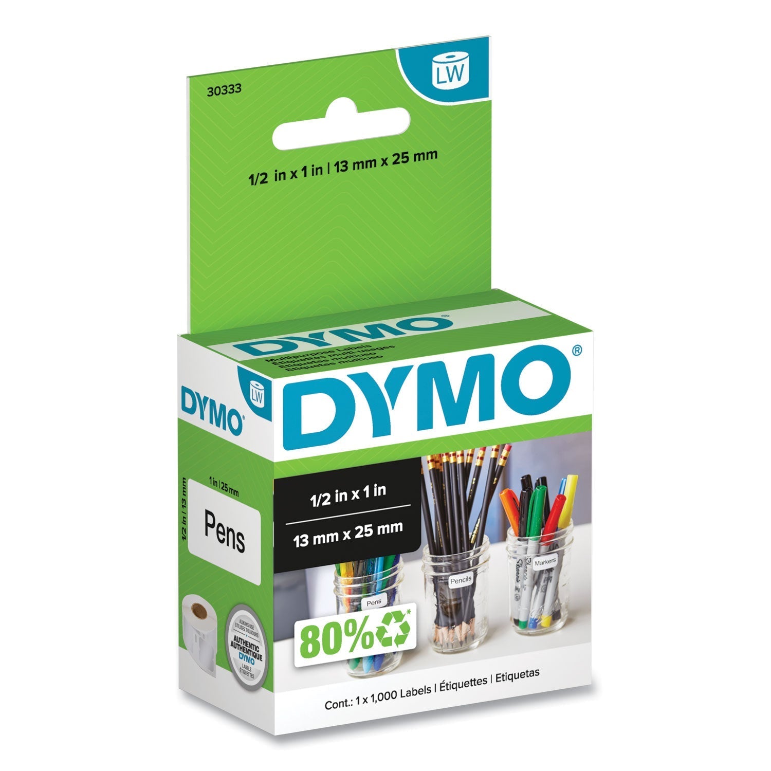 DYMO LabelWriter Multipurpose Labels, 0.5" x 1", White, 1000 Labels/Roll - themonogram manor 