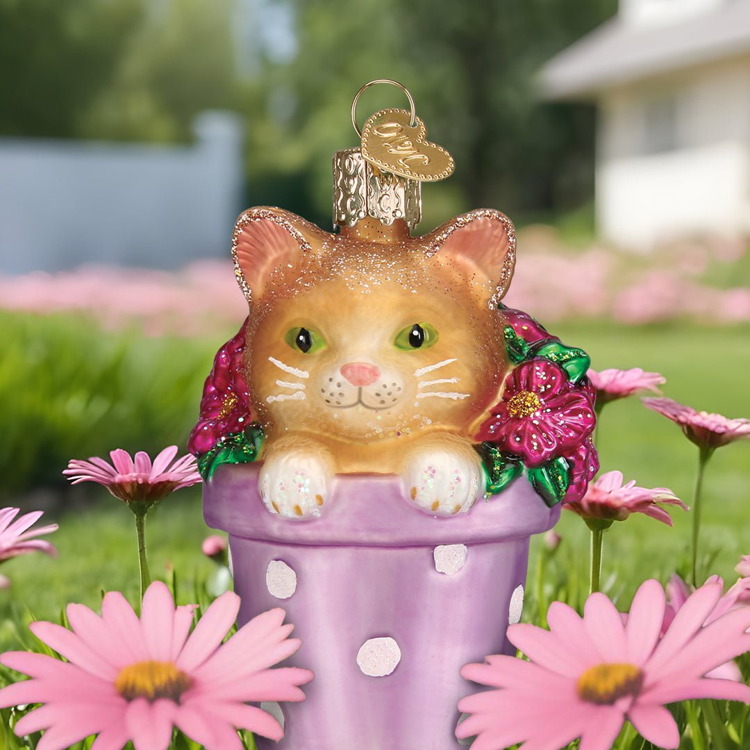 Kitten In Flower Pot Ornament - themonogram manor 