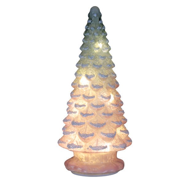 14" Lit Pink Glass Tabletop Tree - themonogram manor 