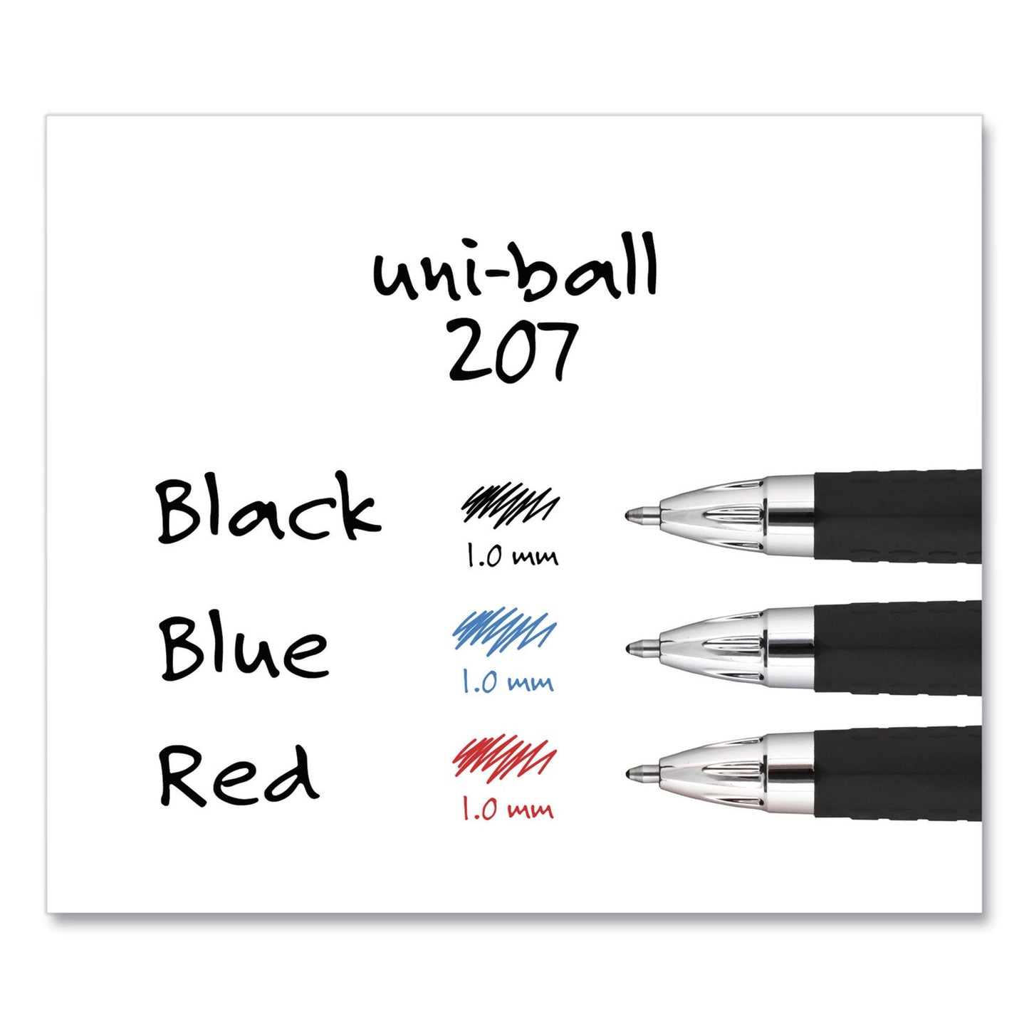 uniball Signo 207 Gel Pen, Retractable, Bold 1 mm, Black Ink, Translucent Black Barrel, Dozen - themonogram manor 