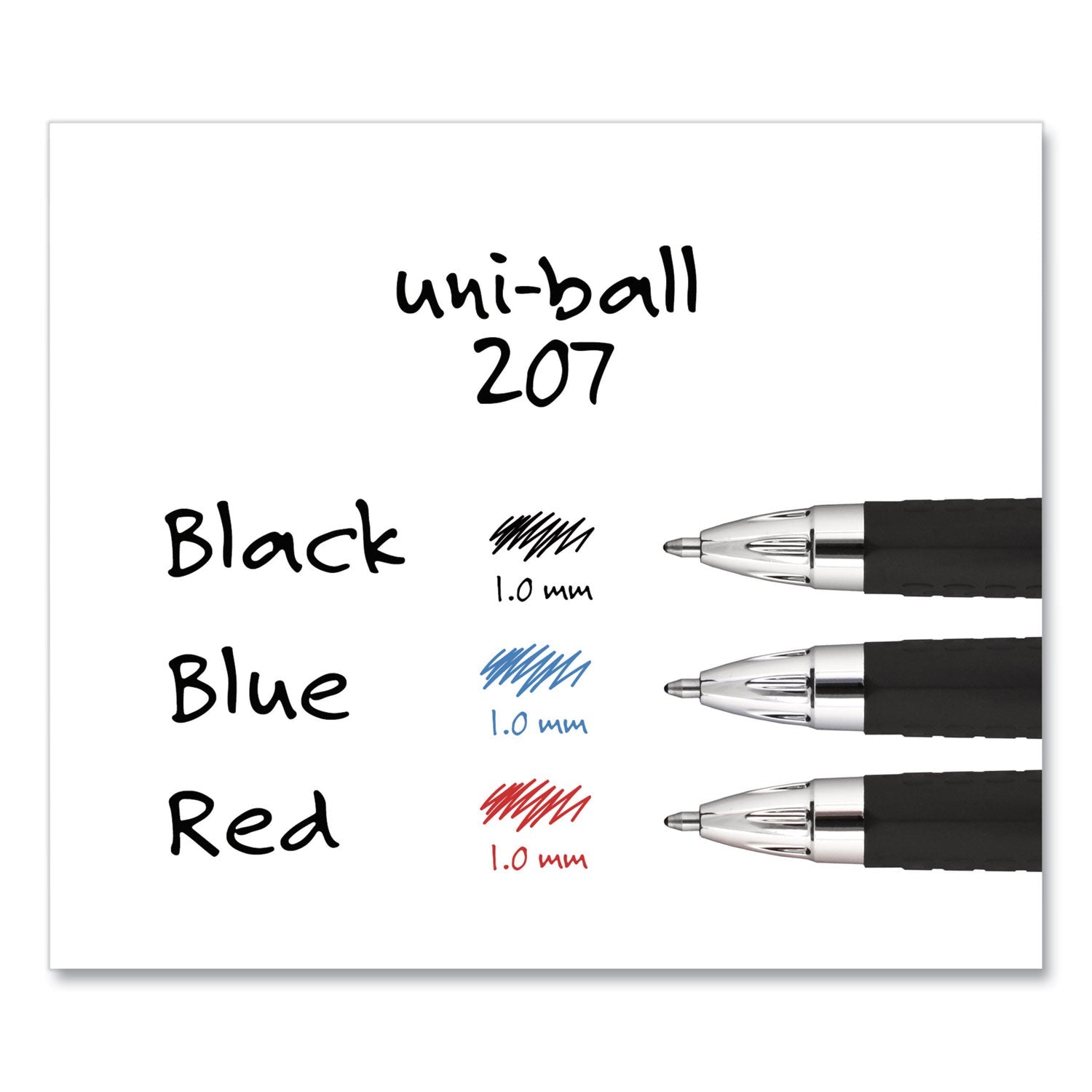 uniball Signo 207 Gel Pen, Retractable, Bold 1 mm, Black Ink, Translucent Black Barrel, Dozen - themonogram manor 