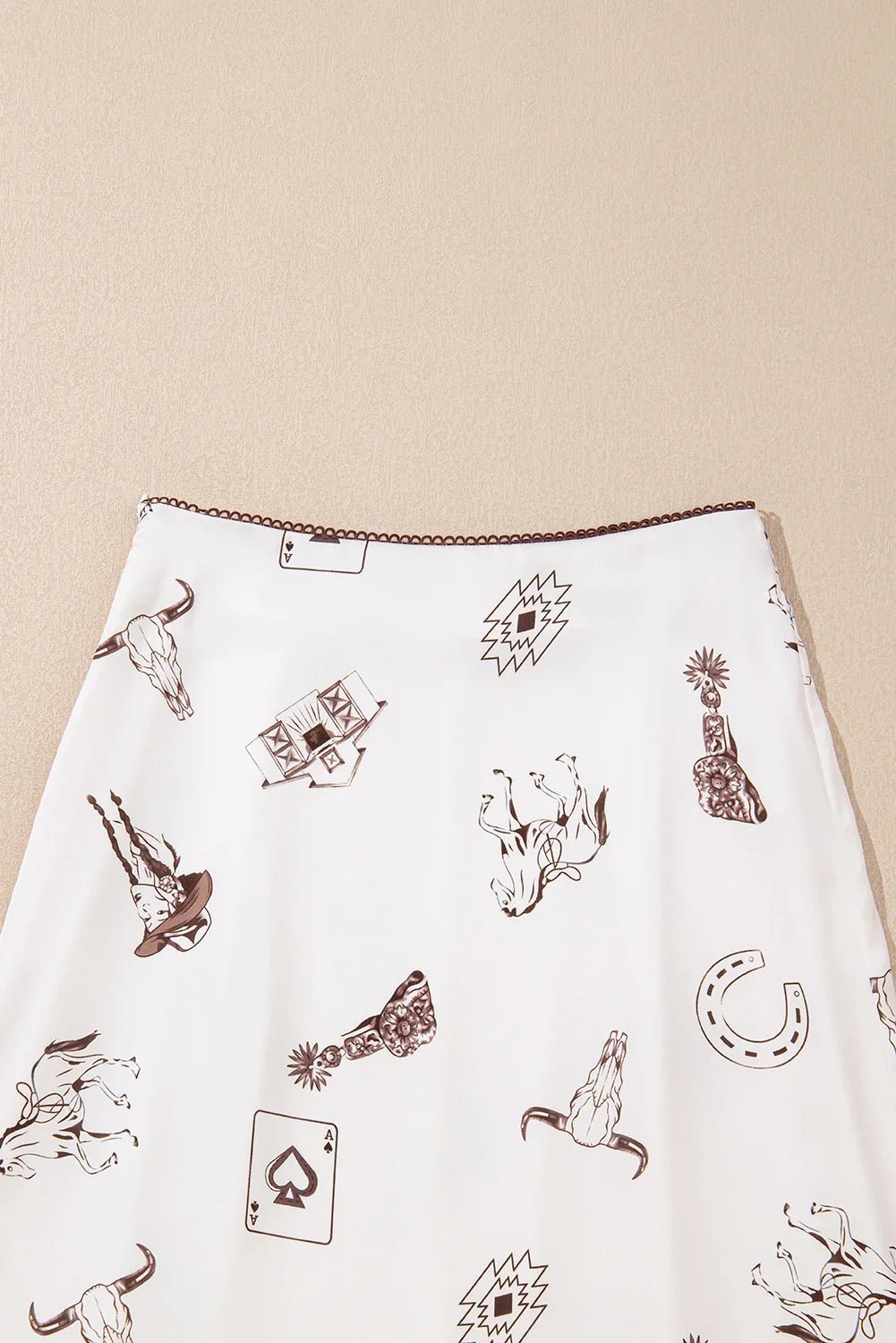 Western Lace Trim High Waist Maxi Skirt - themonogram manor 