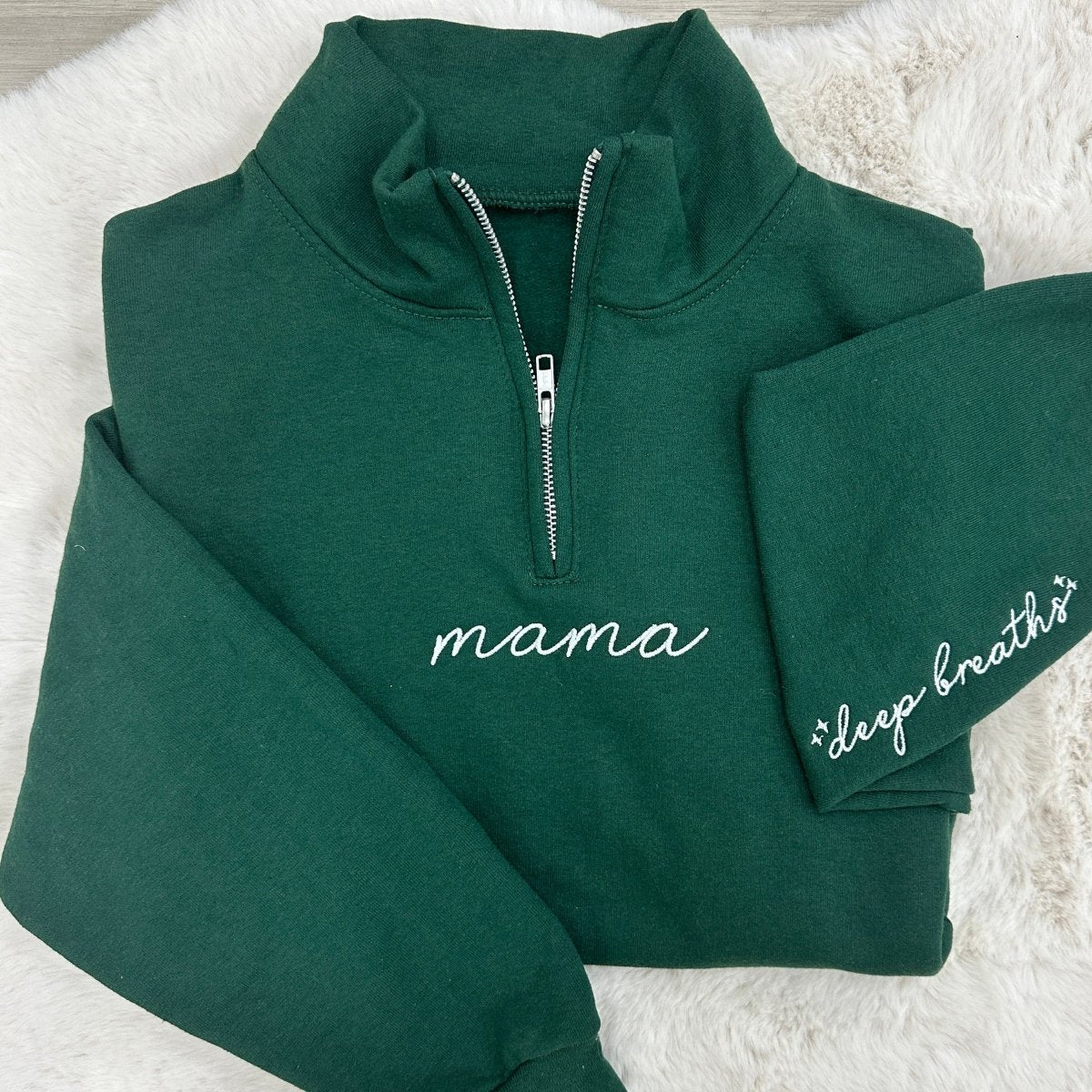 Mama 'Deep Breaths Reminder' Quarter Zip Sweatshirt - themonogram manor 