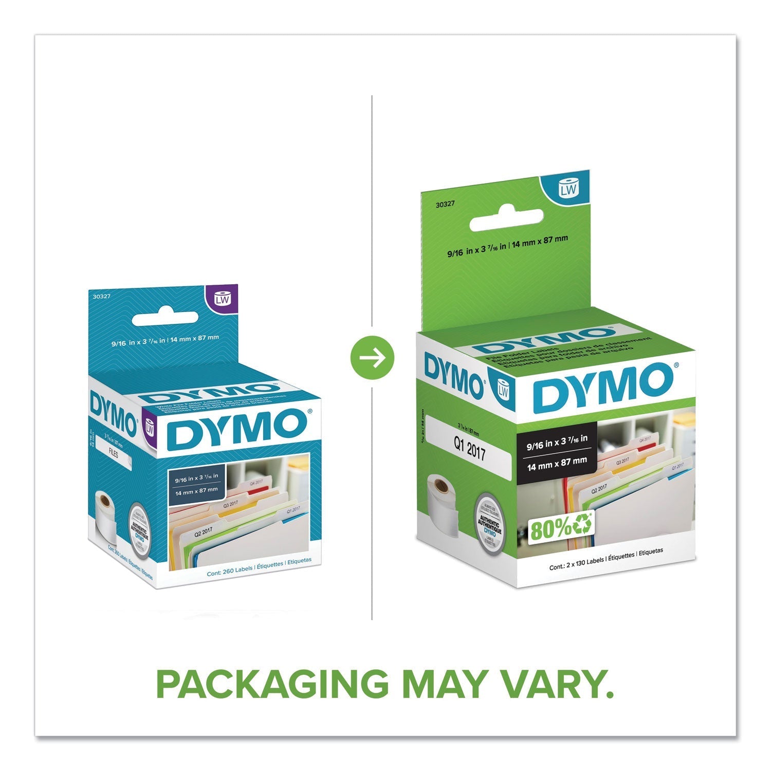 DYMO LabelWriter 1 - UP File Folder Labels, 0.56" x 3.43", White, 130 Labels Roll, 2 Rolls/Pack - themonogram manor 