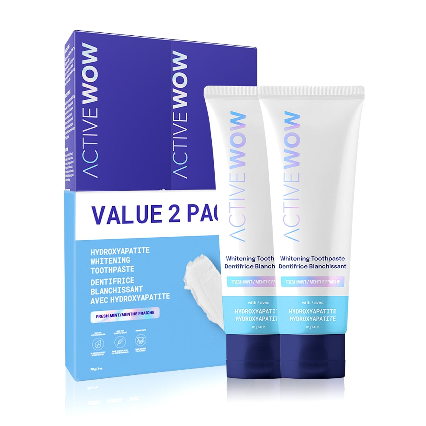 Active Wow 24k White Hydroxyapatite Whitening Toothpaste - Fresh Mint - themonogram manor 
