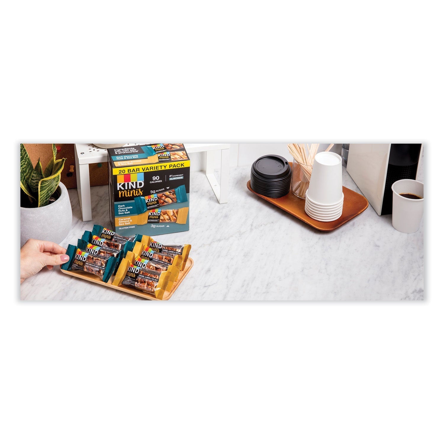 KIND Minis, Dark Chocolate Nuts and Sea Salt/Caramel Almond and Sea Salt, 0.7 oz, 20/Pack - themonogram manor 
