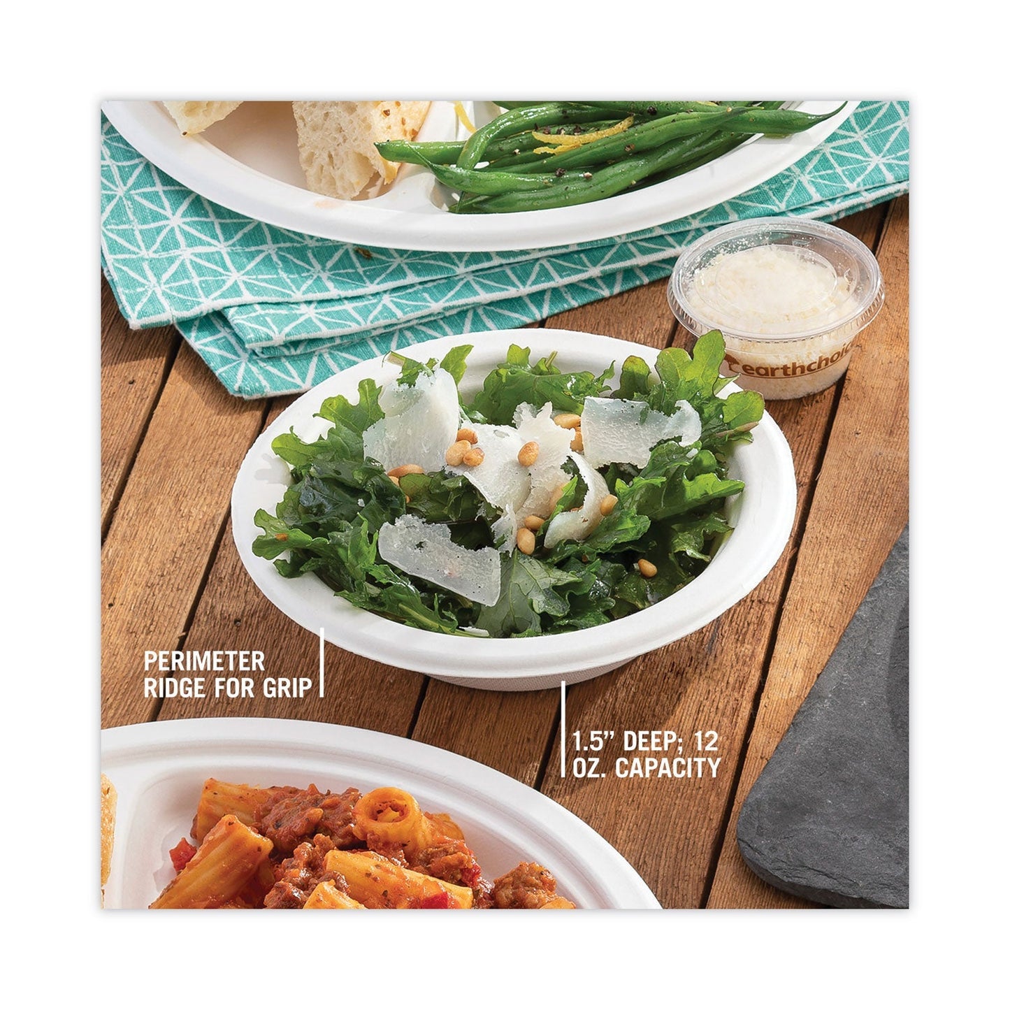 Pactiv Evergreen EarthChoice Compostable Fiber - Blend Bagasse Dinnerware, Bowl, 6.38" dia, 12 oz, Natural, 1,000/Carton - themonogram manor 