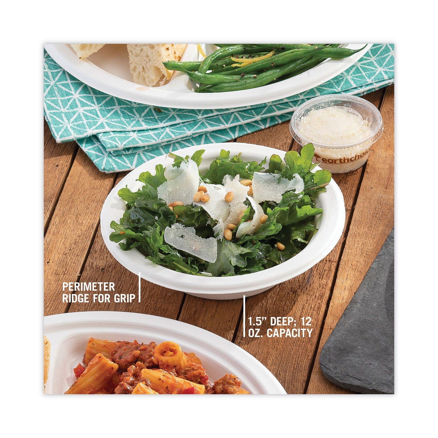 Pactiv Evergreen EarthChoice Compostable Fiber - Blend Bagasse Dinnerware, Bowl, 6.38" dia, 12 oz, Natural, 1,000/Carton - themonogram manor 