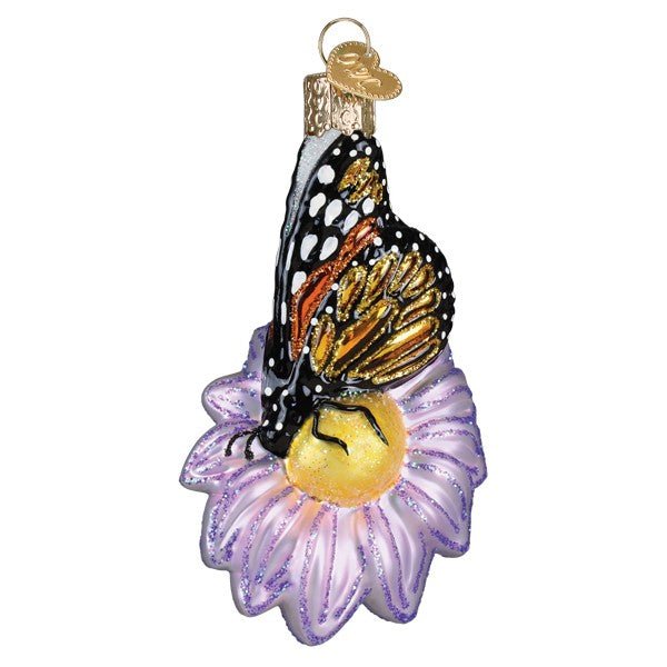 Monarch Butterfly On Flower Ornament - themonogram manor 