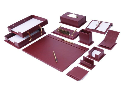 MOOG Luxury Desk Set - 14 Accessories - Burgundy - 14 PCS - themonogram manor 