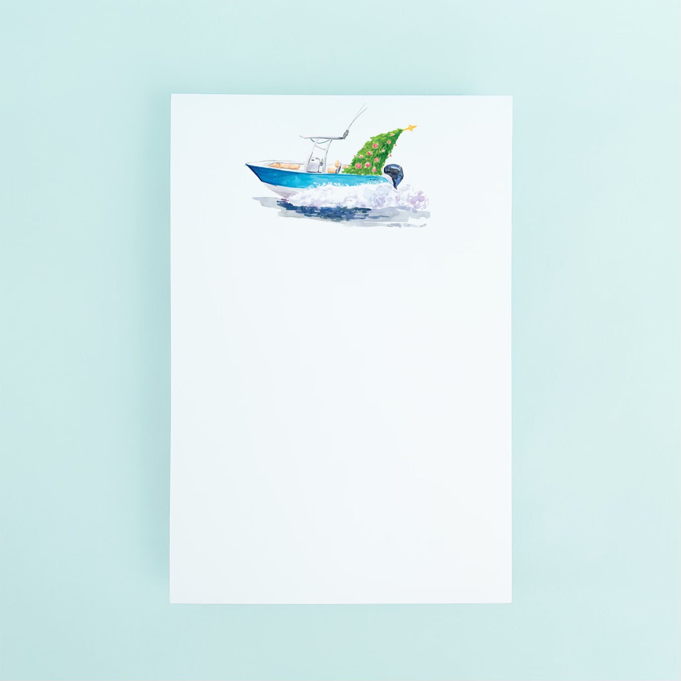 Christmas Fishing Boat Notepad - themonogram manor 
