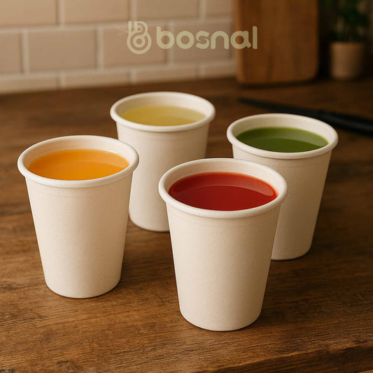 Bosnal - Sugarcane Bagasse Compostable 8 Oz Cups with Lids - themonogram manor 