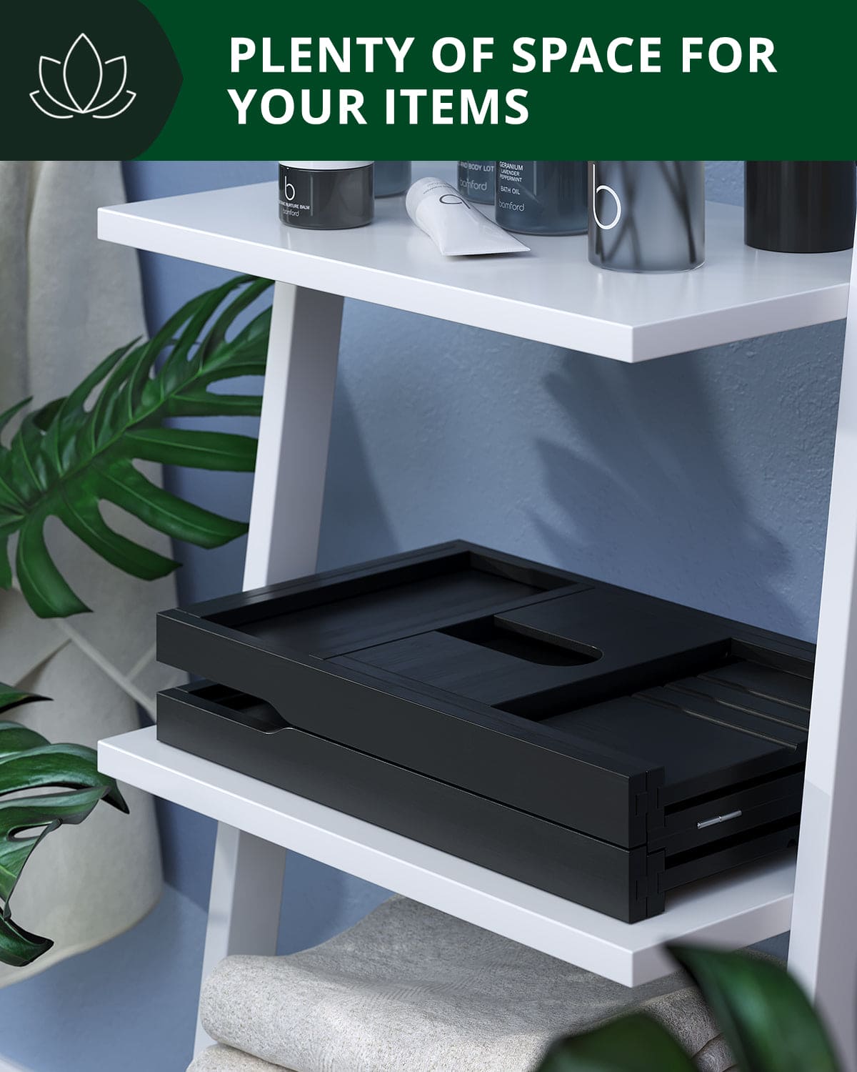 Foldable Bathtub Caddy Tray, Black - themonogram manor 