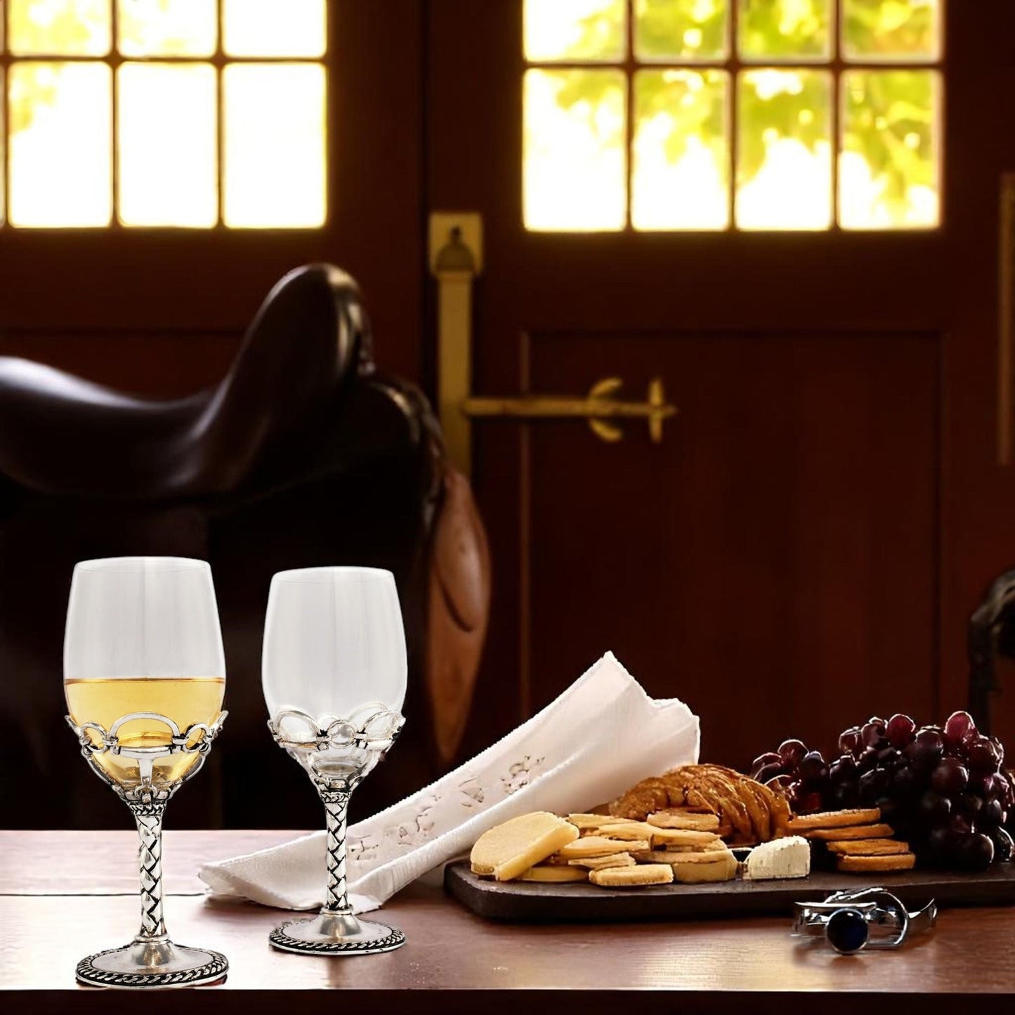 Equestrian Pair of Wine Glasses - themonogram manor 