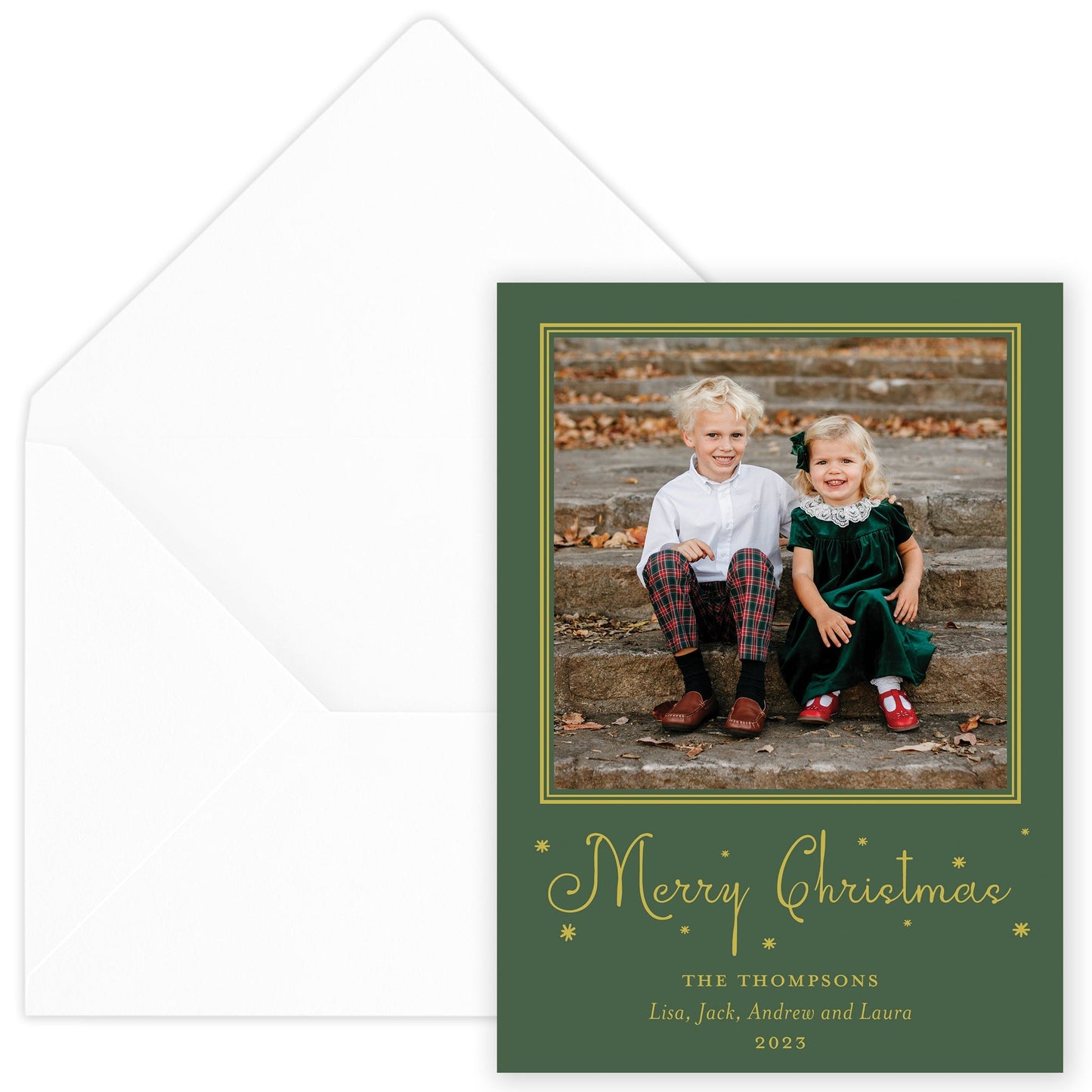 forest merry christmas drip holiday card - themonogram manor 