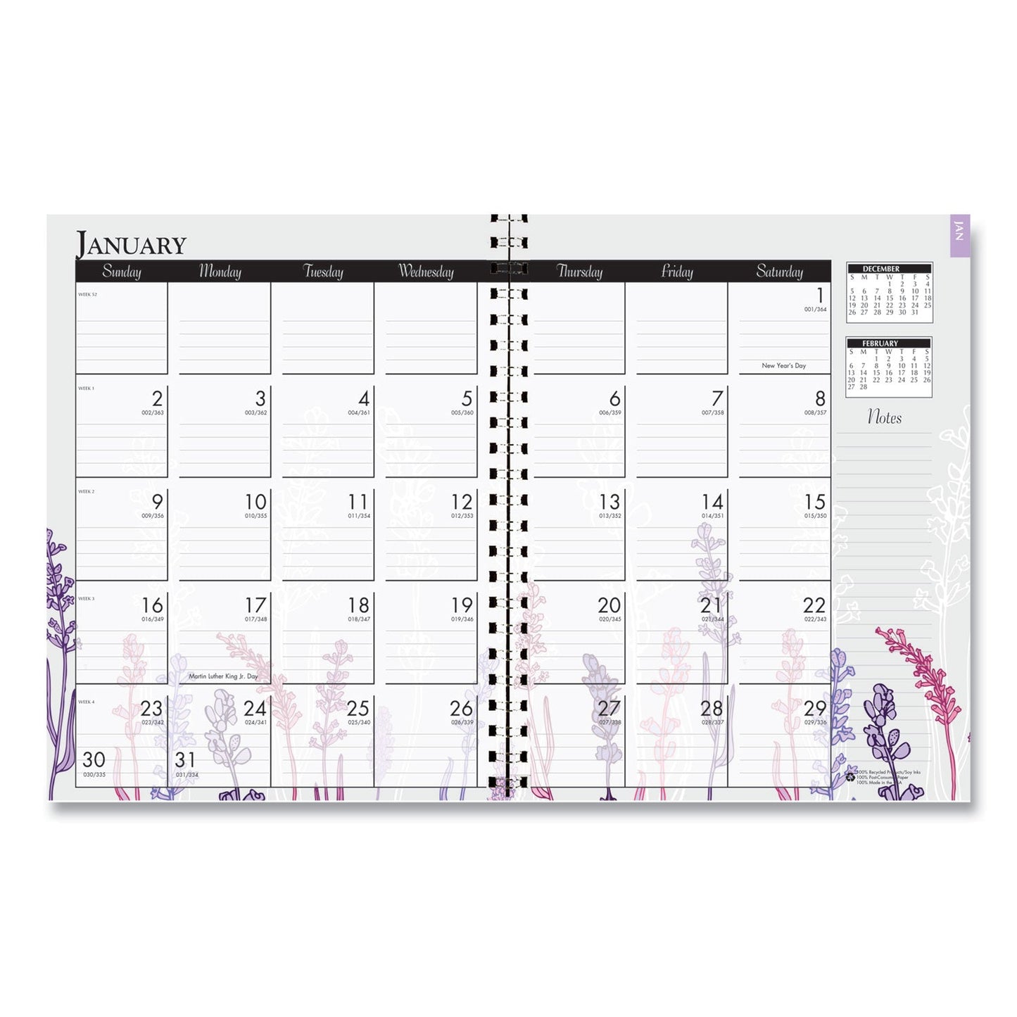 House of Doolittle Recycled Wild Flower Weekly/Monthly Planner, Wild Flowers Artwork, 9 x 7, Gray/White/Purple Cover, 12 - Month (Jan - Dec): 2023 - themonogram manor 