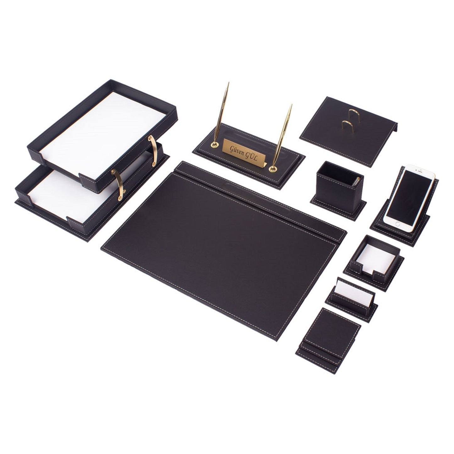 MOOG Luxury Desk Set - Double Document Tray - White - 13 PCS - themonogram manor 