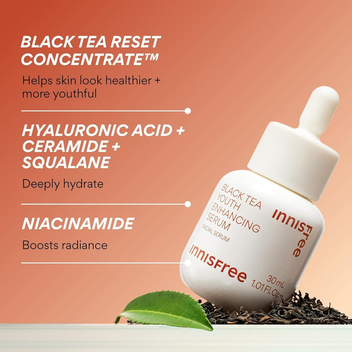 Black Tea Youth Enhancing Serum, Korean Serum with Niacinamide for Firming and Glow - themonogram manor 