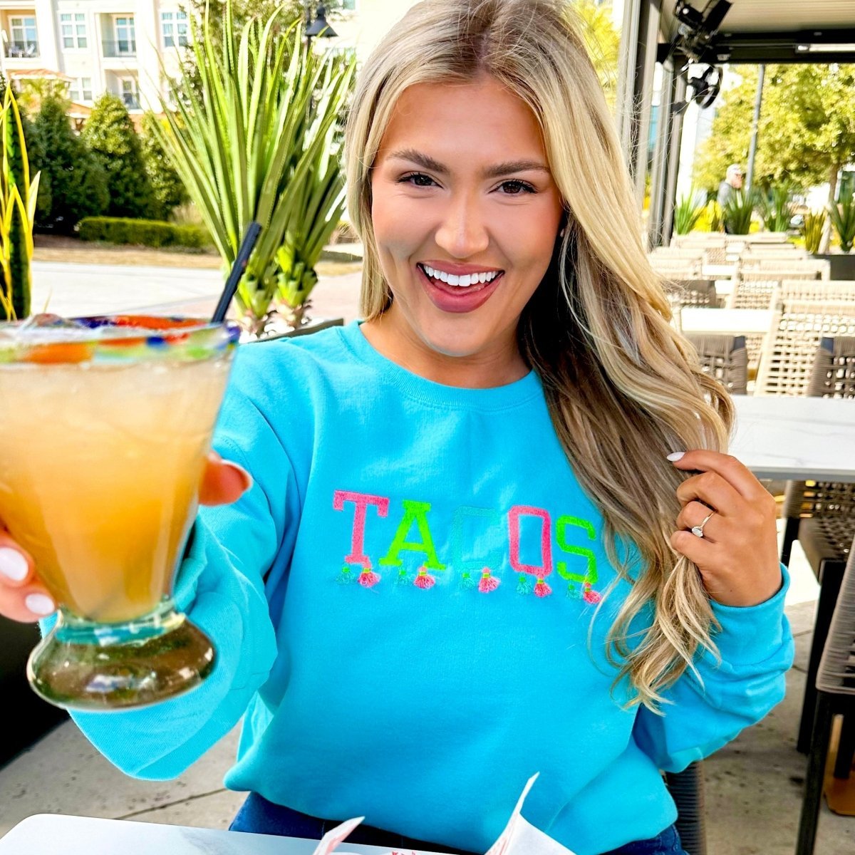 Embroidered Tasseled 'Tacos' Sweatshirt - themonogram manor 