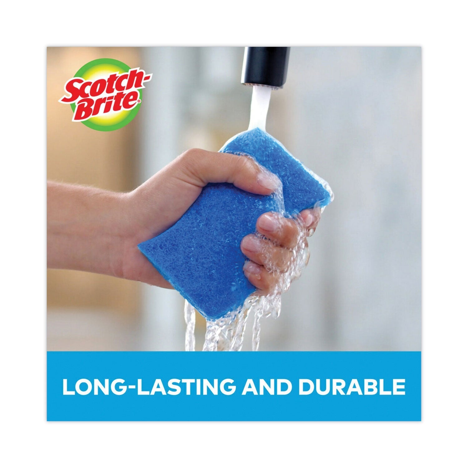 Scotch - Brite Non - Scratch Multi - Purpose Scrub Sponge, 4.4 x 2.6, 0.8" Thick, Blue, 3/Pack - themonogram manor 