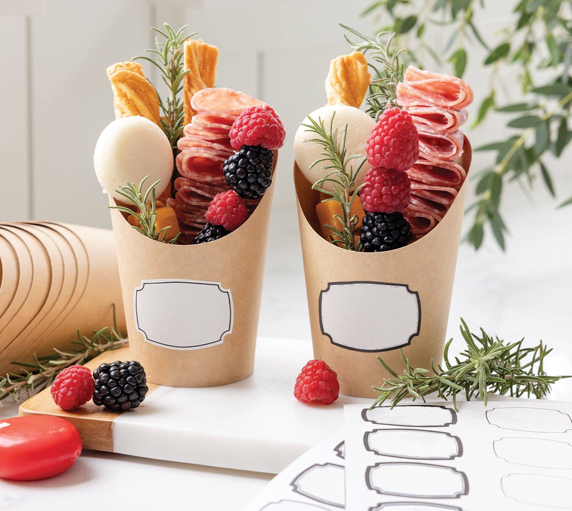 PLCC1673 - Kraft Charcuterie Cups with sticker labels (24ct) - themonogram manor 