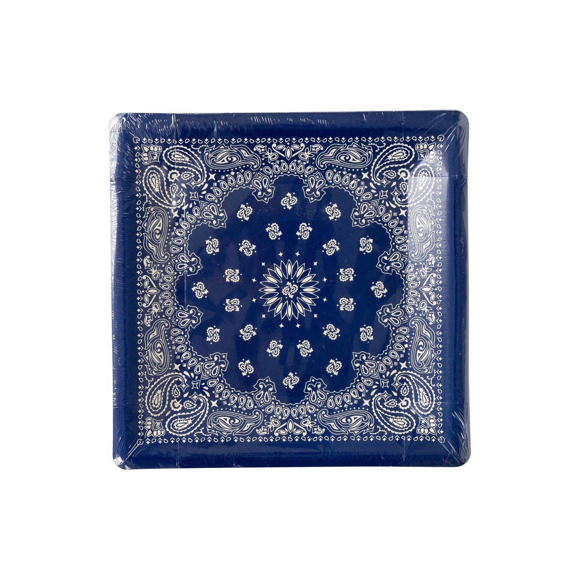 PLTS366R - MME - Blue Bandana Paper Plate - themonogram manor 
