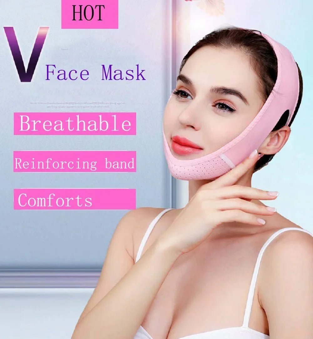 Reusable V Line Mask,V Shaped Face Mask for Sagging,Refined Jawline Support Strap,Adjustable Facial Slimming Strap,Chin up & Face Lifting Belt - themonogram manor 