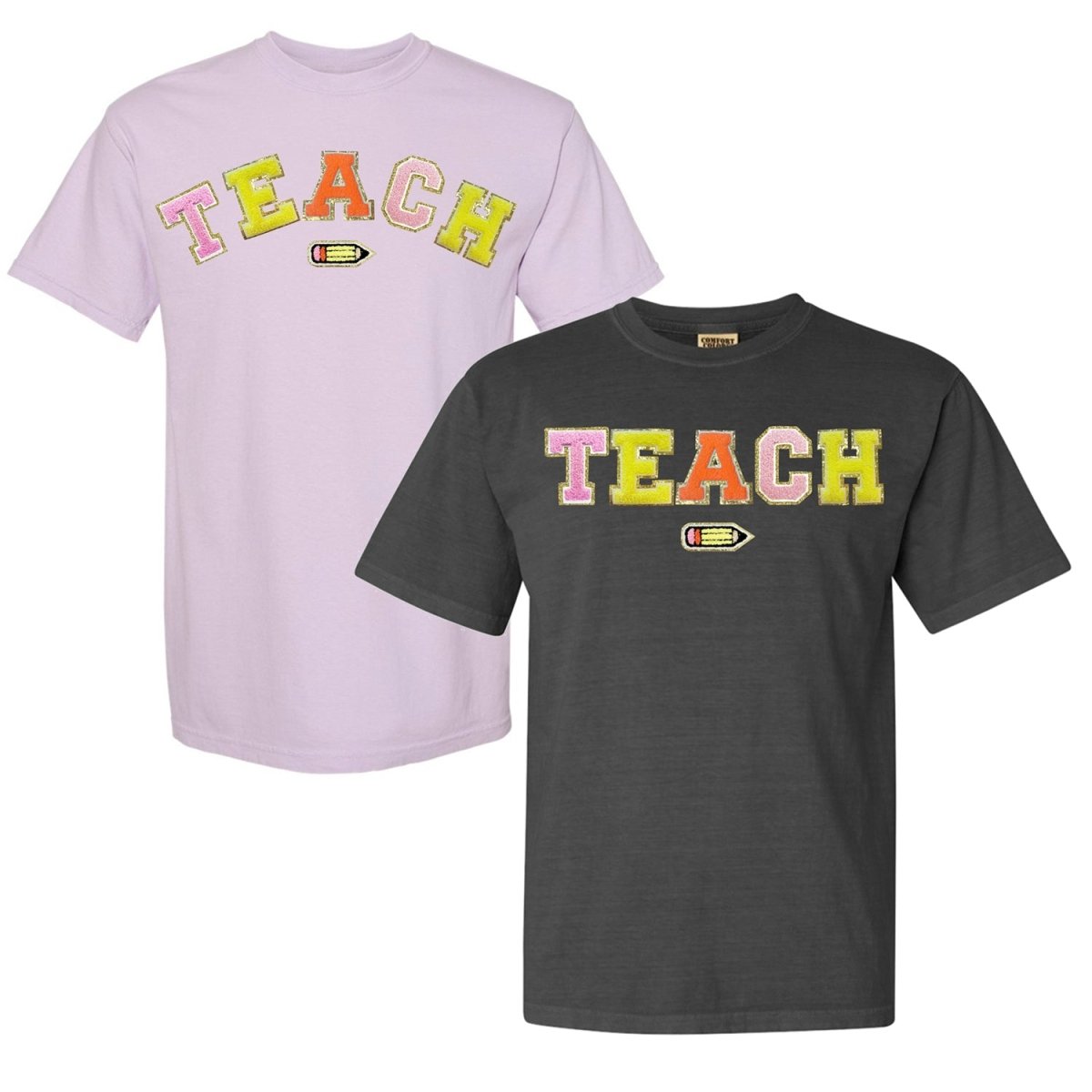 Teach Pencil Letter Patch T-Shirt - themonogram manor 