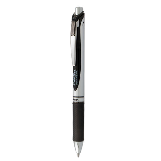 Pentel EnerGel RTX Gel Pen, Retractable, Medium 0.7 mm, Black Ink, Black/Gray Barrel - themonogram manor 