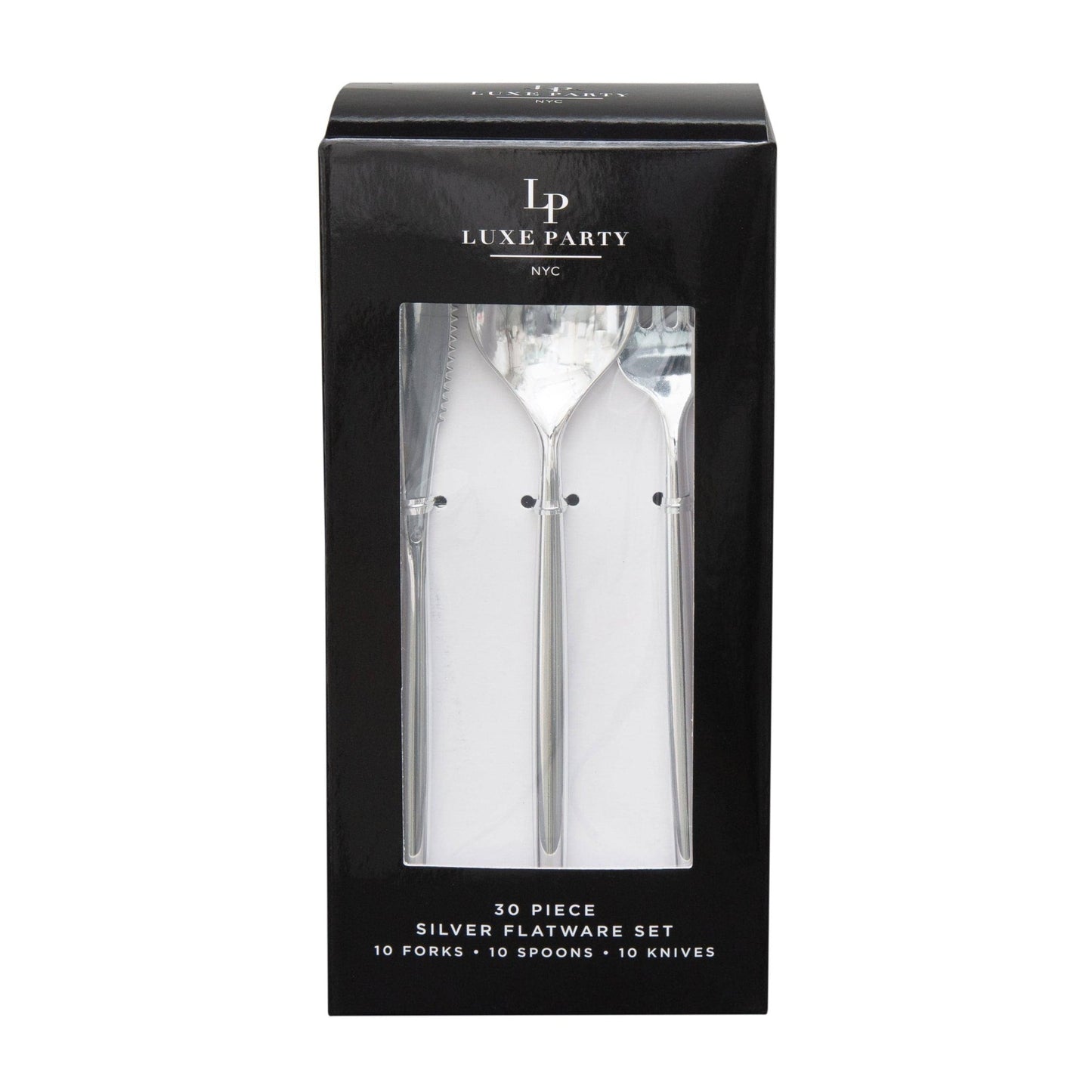 Matrix Silver Plastic Cutlery Set | 30 Pieces - themonogram manor 