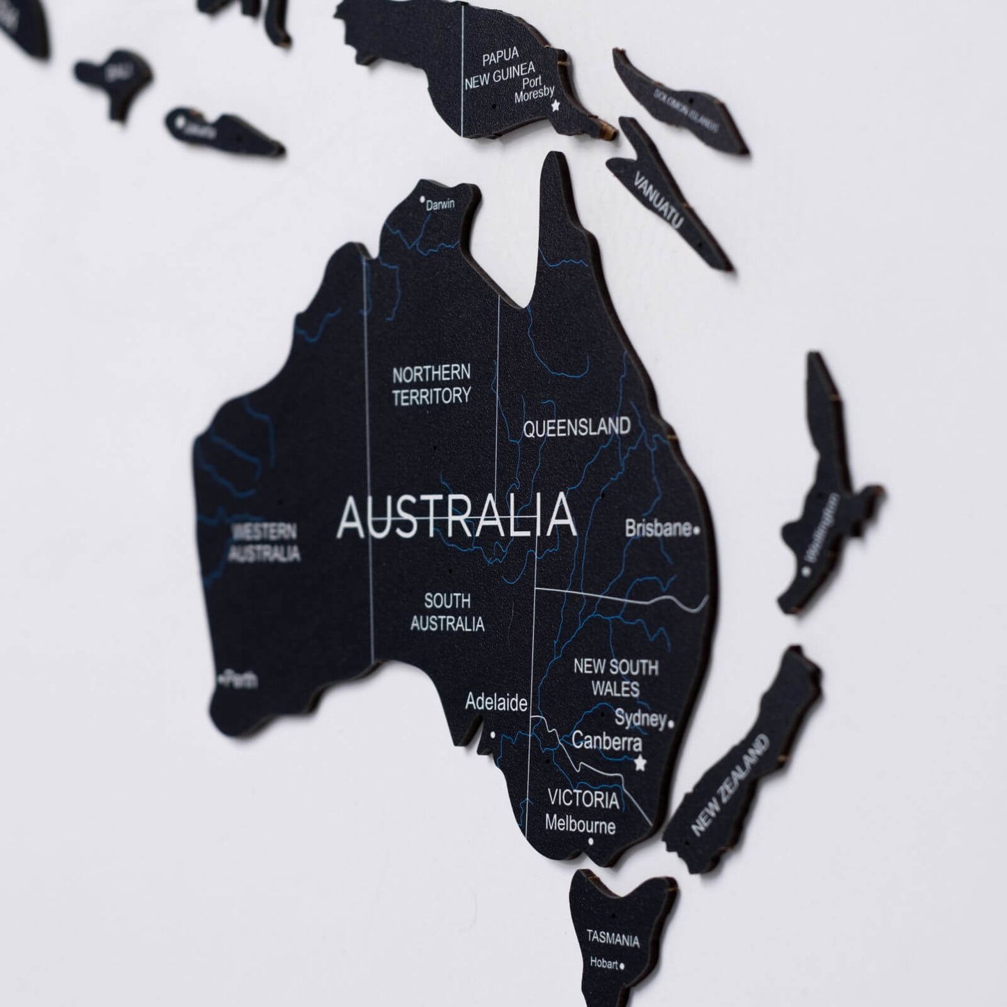 2D Wooden World Map Midnight - themonogram manor 