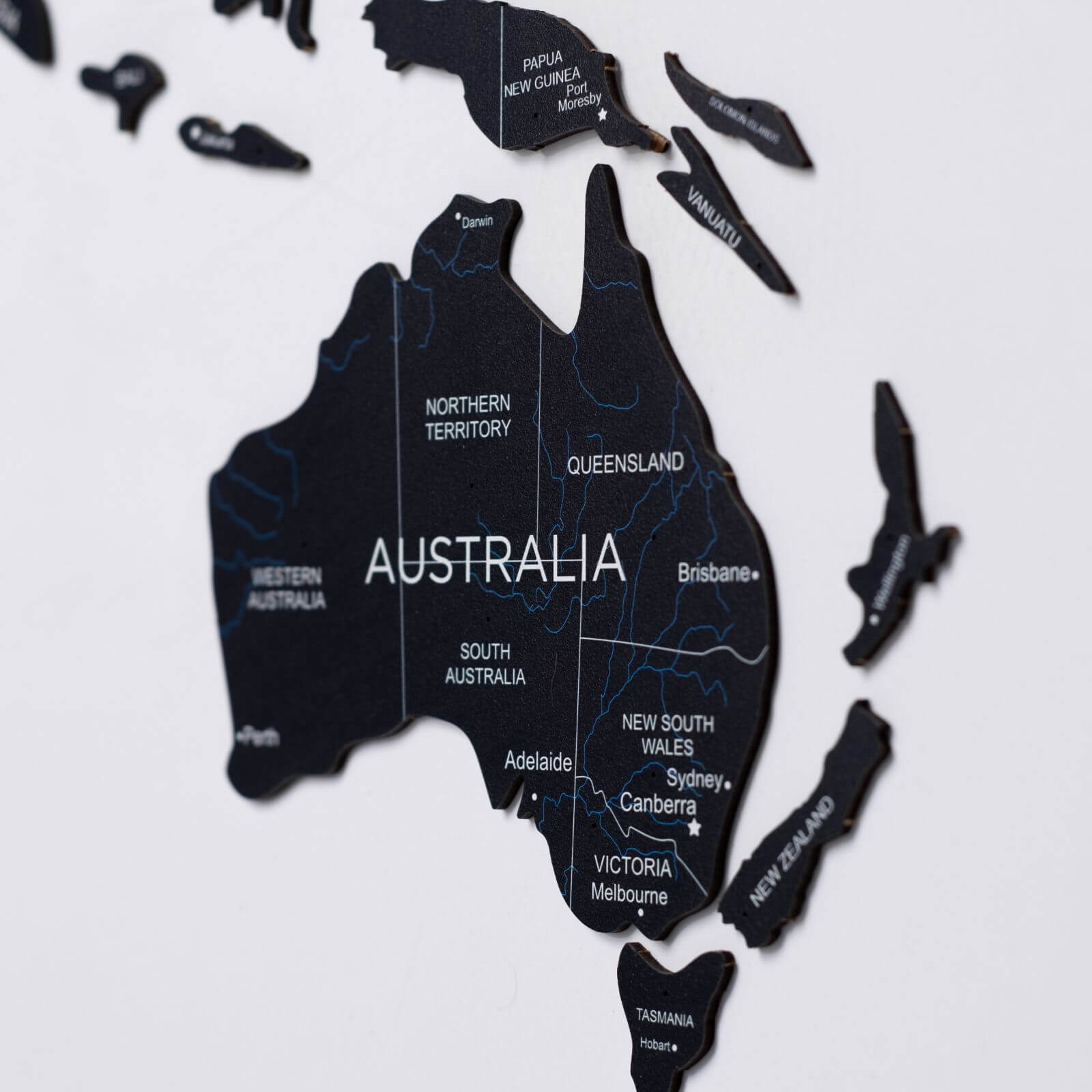 2D Wooden World Map Midnight - themonogram manor 