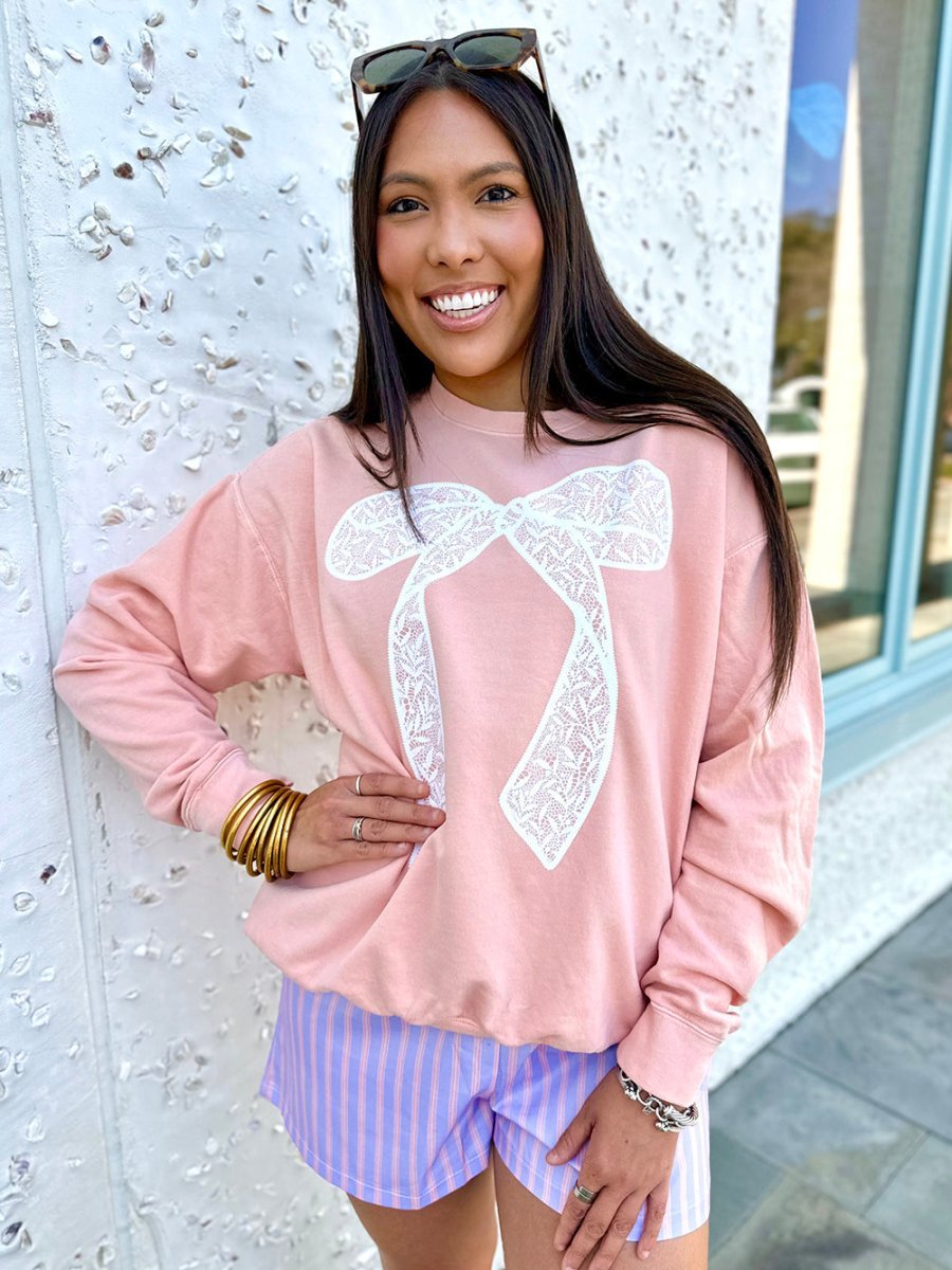 Bow 'Lace It Up' Lightweight Sweatshirt - themonogram manor 