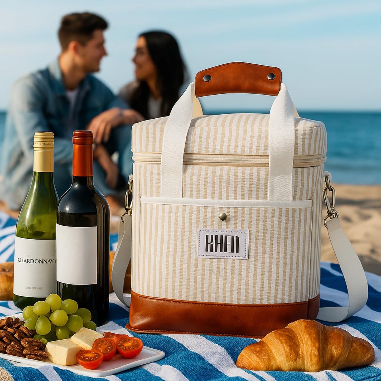 2 Bottle Wine Carrier Tote, Insulated Leakproof Cooler Bag - themonogram manor 