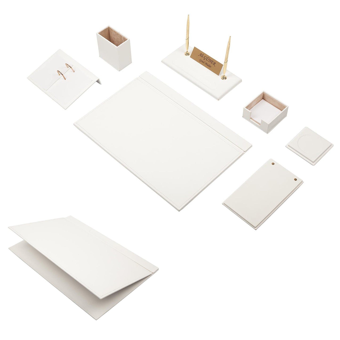 MOOG Leather Desk Set - Green - 9 PCS - themonogram manor 