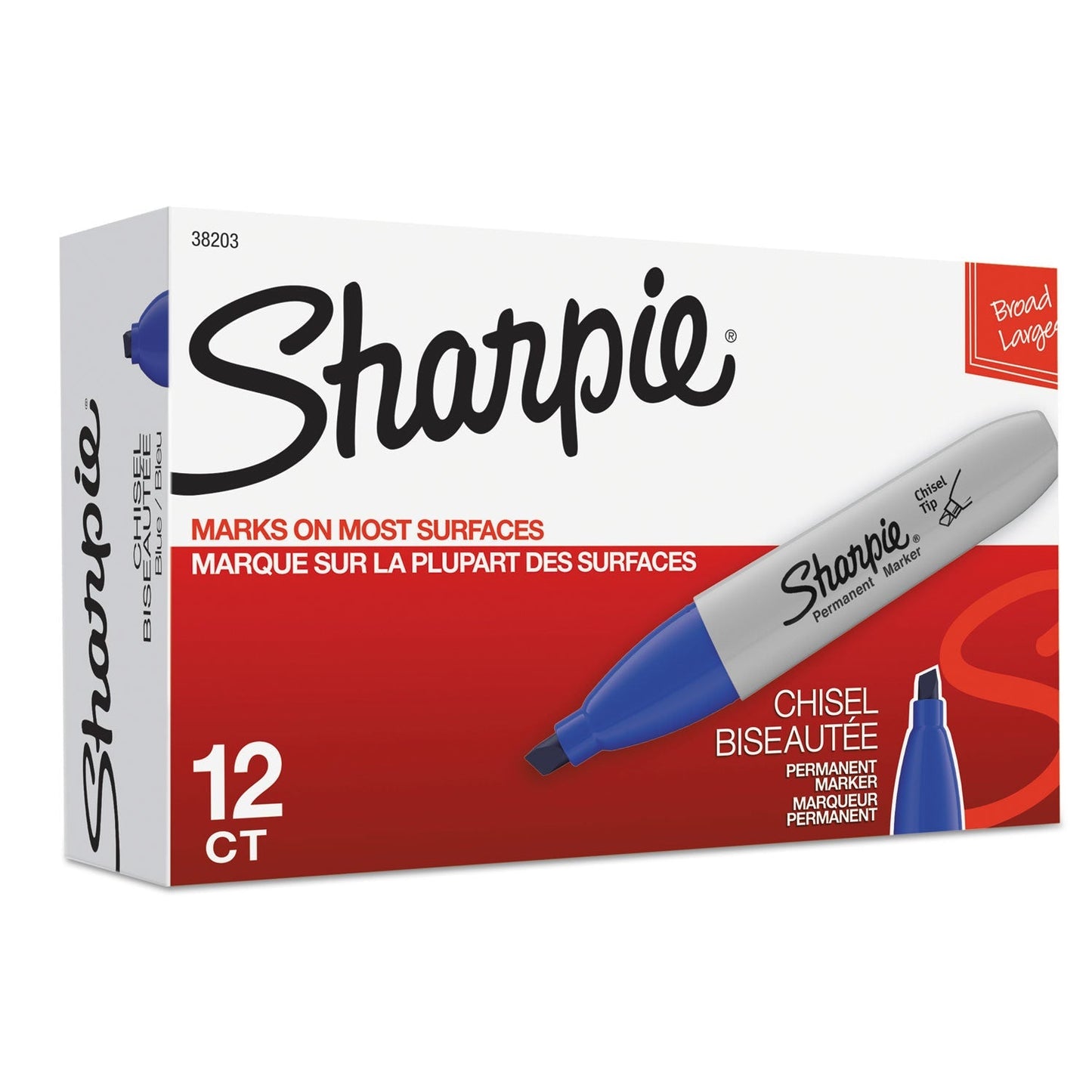 Sharpie Chisel Tip Permanent Marker, Medium Chisel Tip, Blue, Dozen - themonogram manor 