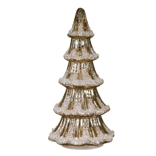 12" Lit Gold Mercury Glass Tabletop Tree - #themonogram manor #