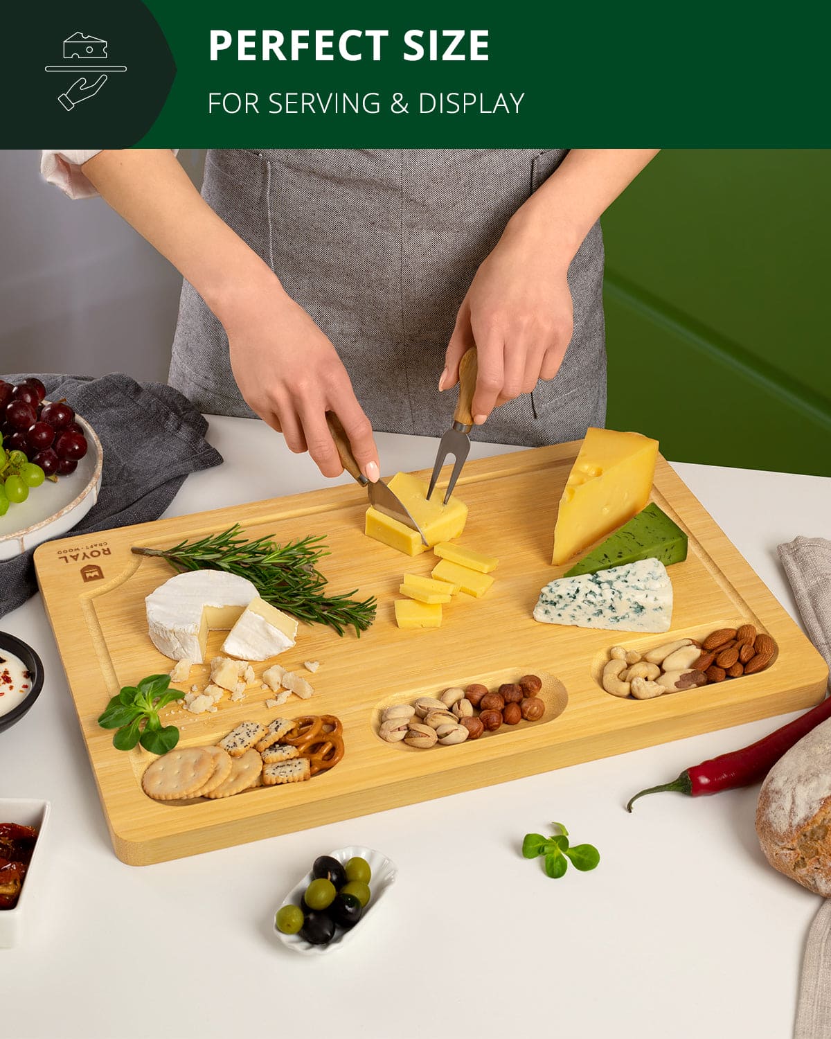 Cutting Board with Compartments, 18” x 12” - themonogram manor 