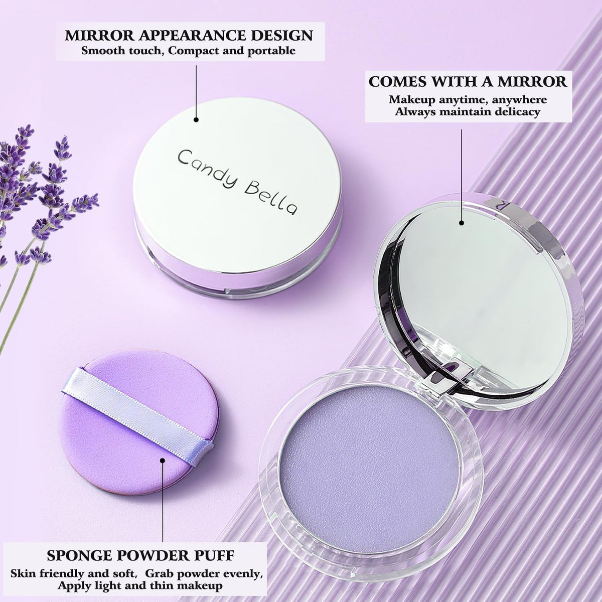 Gel-Like Formula Oil-Control Primer & Setting Powder, Polvos Compactos Matte Powder for Silky Blurring Oil Control, Lavender Blurring Powder - themonogram manor 