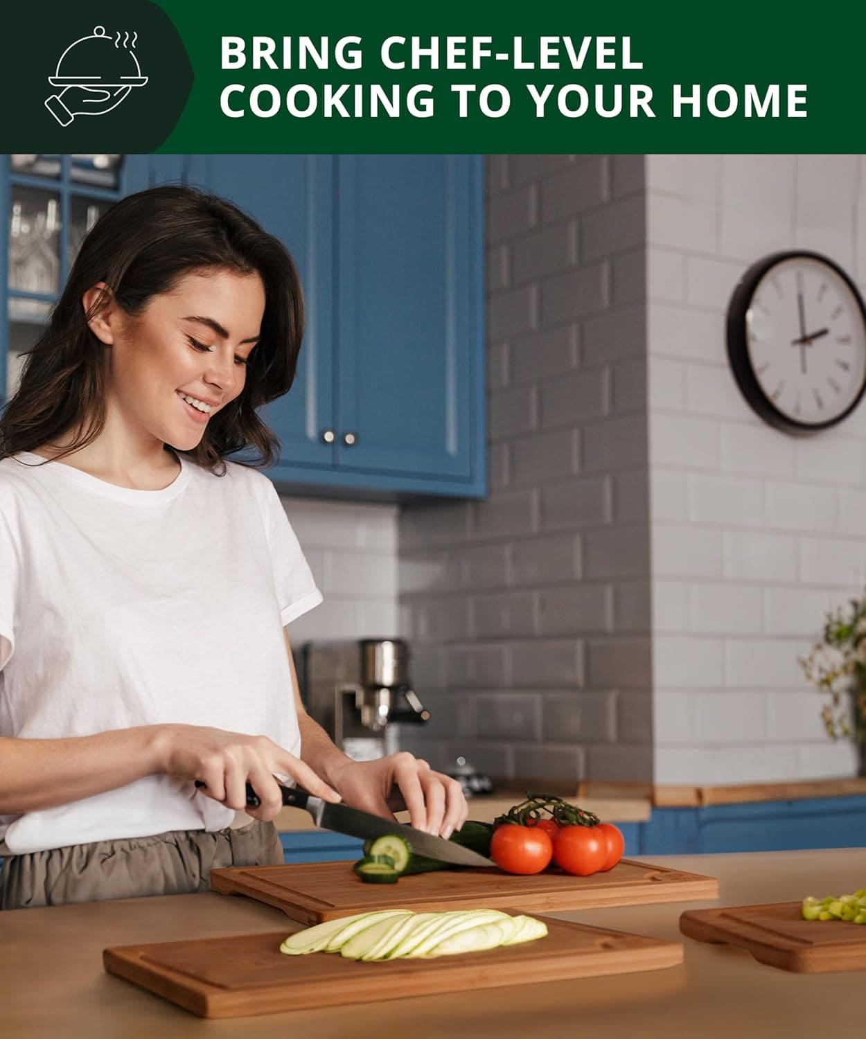 Cutting Board Set of 3, Bamboo, Brown - themonogram manor 