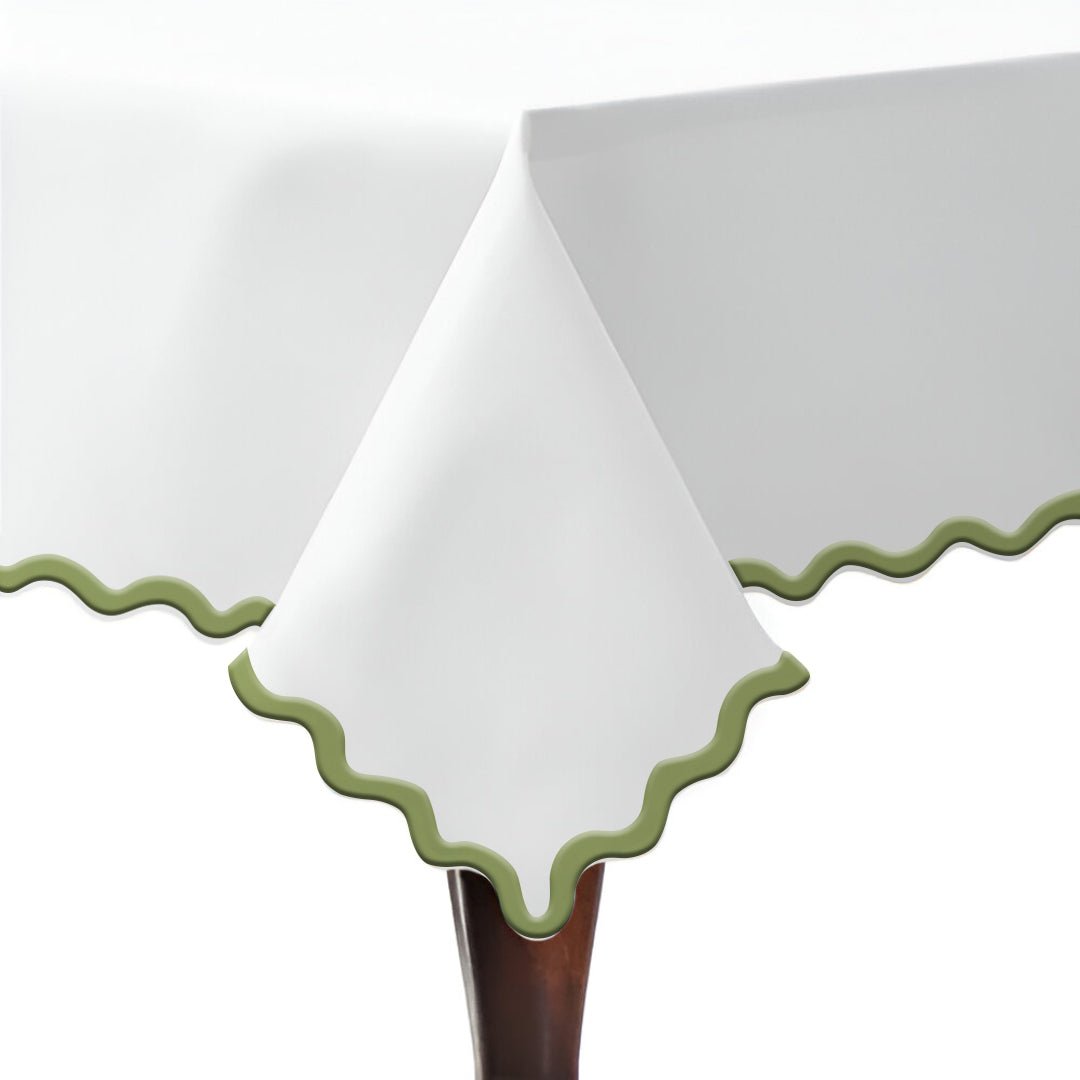 Applique Scalloped Embroidery Cotton Table Cloth - themonogram manor 