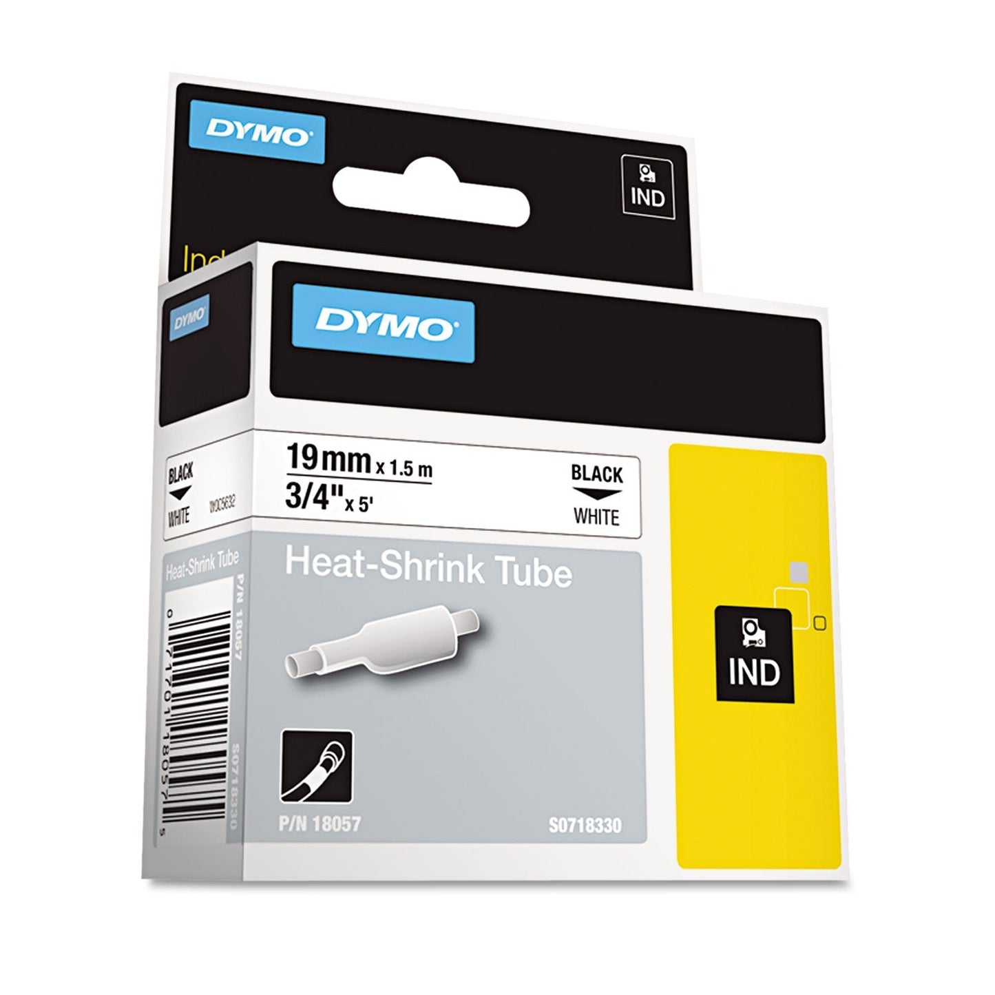 DYMO Rhino Heat Shrink Tubes Industrial Label Tape, 0.75" x 5 ft, White/Black Print - themonogram manor 
