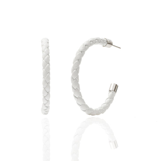 White Braided Hoop Earrings - themonogram manor 